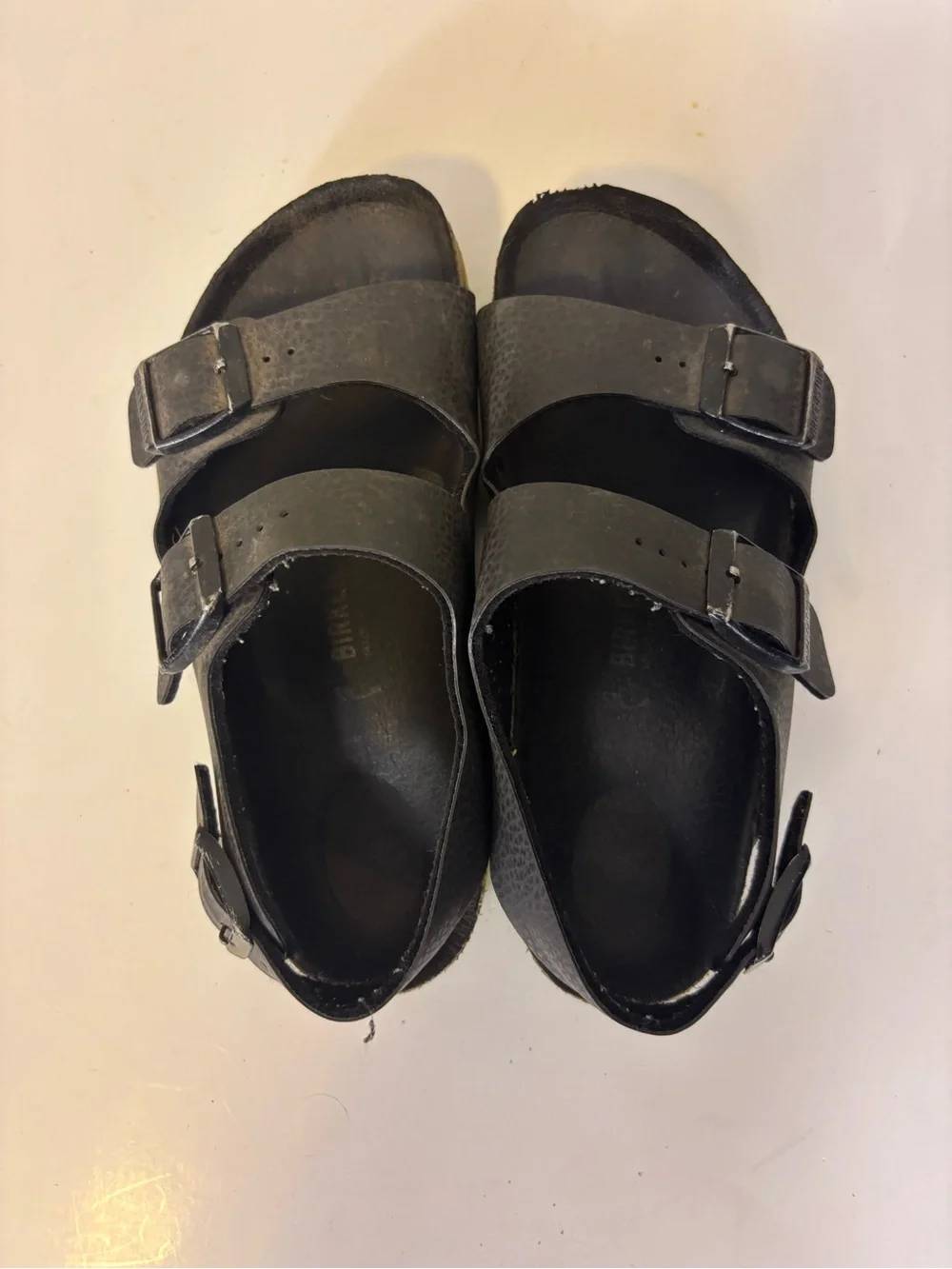 Birkenstock Kids Black Triple Buckle Sandals with Neon Green Sole Kids 13-13.5